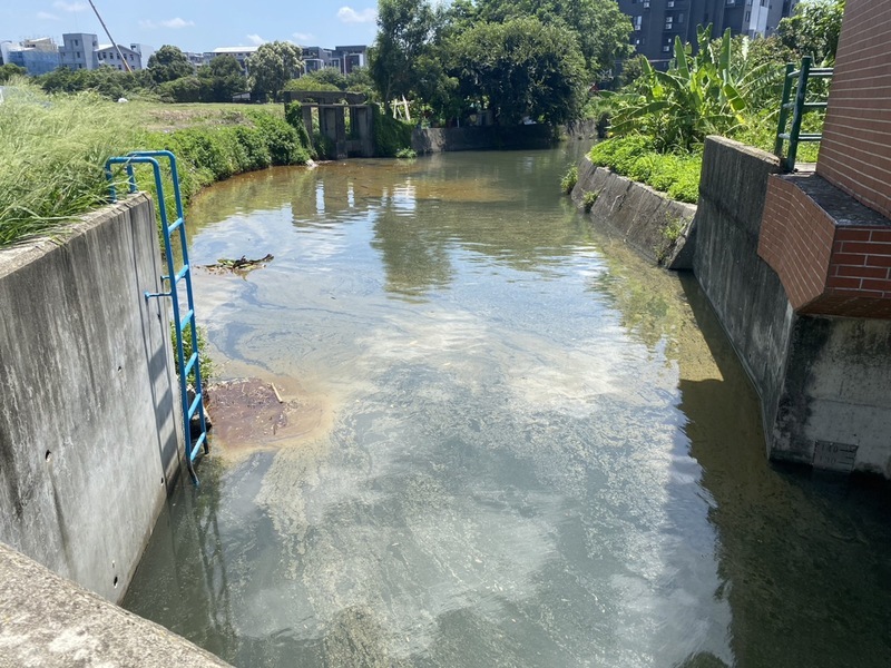 竹北翁厝圳遭油污染 環保局：不排除地下工廠偷排
