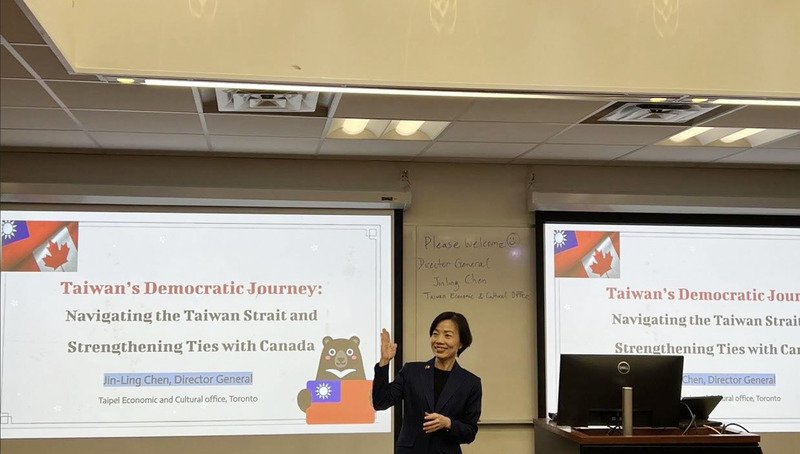 分享台灣民主韌性 駐多倫多處長陳錦玲加大學演講