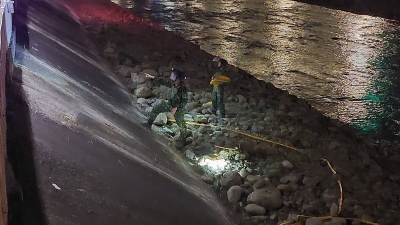 桃園河床發現未爆彈 員警封鎖現場協助軍方處置