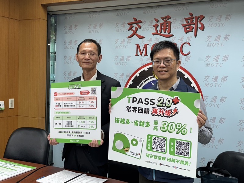 TPASS 2.0+優惠12月上路　搭2次國道客運回饋15%