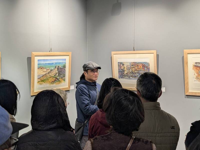 畫家鄭開翔走繪金門　水彩記錄洋樓、軍事遺跡