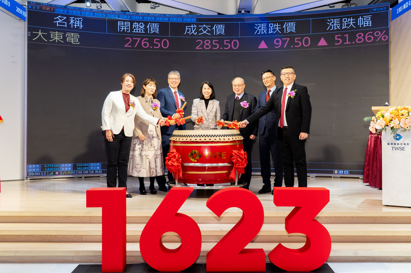 大東電以每股188元上市　盤中漲幅達56.91%