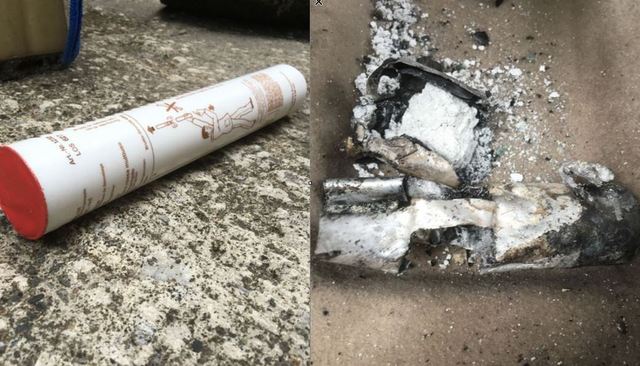 現場信號彈灰燼.