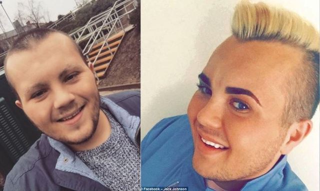 （左）2年前的強森（右）整形後的得他（翻攝臉書）