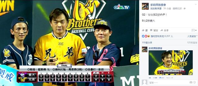 彭政閔拿下第2座MVP.