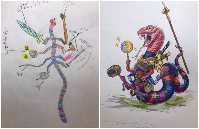 蛇戰士。(翻攝ThomasRomain ロマン・トマ 推特)