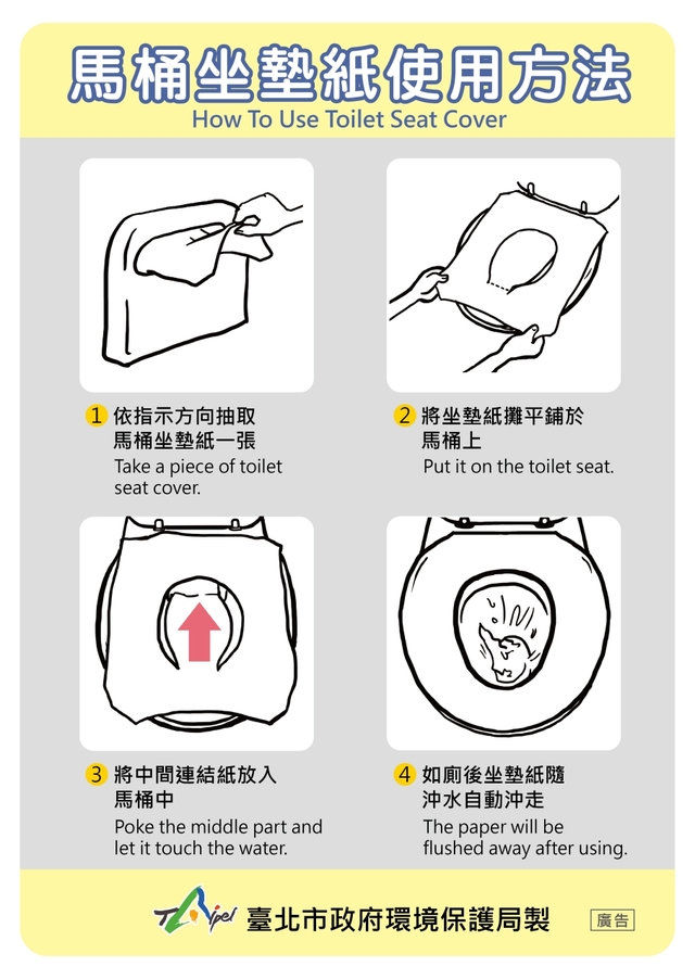 馬桶坐墊紙使用方式。