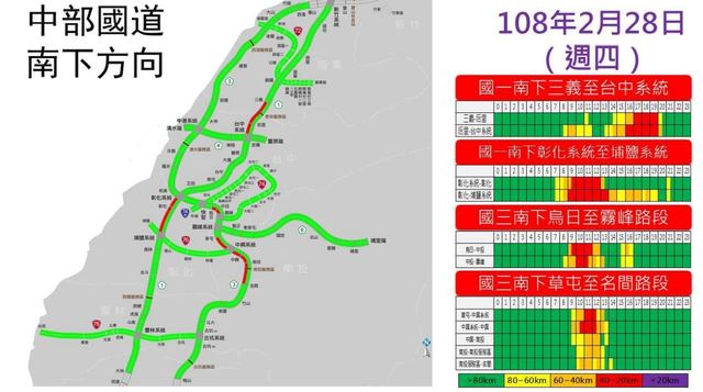 高公局預估塞車路段、時段。(高公局提供)