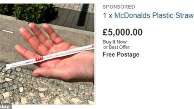 一支20萬台幣的塑膠吸管。（翻攝eBay）