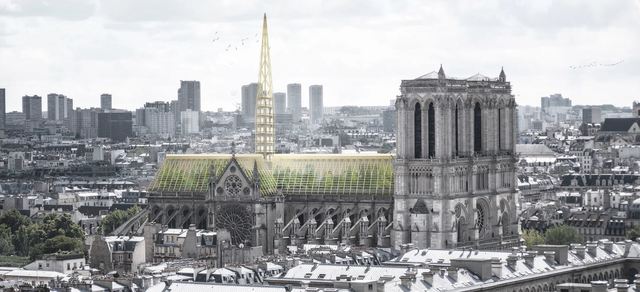 Studio NAB公司提議，將巴黎聖母院屋頂改成巨大溫室。（翻攝自Studio NAB網頁studionab.fr）