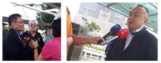 高雄市觀光局長潘恆旭(右)出席首航典禮。(翻攝臉書專頁「只是堵藍」)