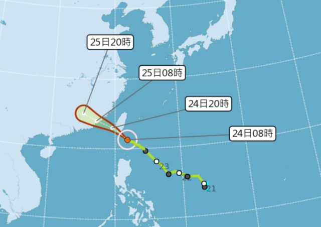 颱風「白鹿」持續朝西北方向進行。(氣象局提供)