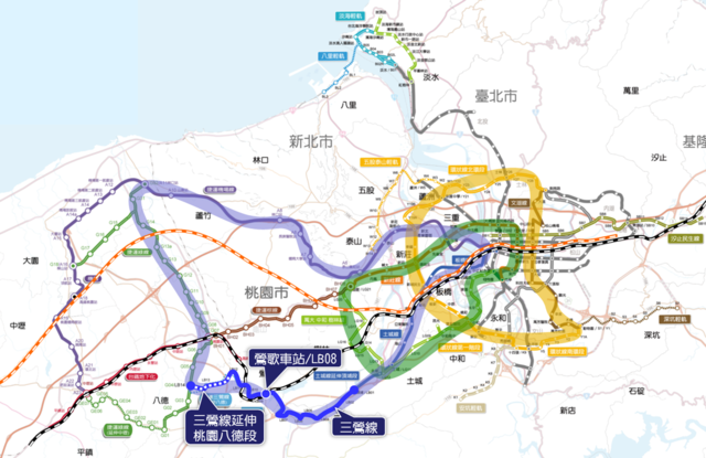  三環六線第三環之外環圖示。(新北市捷運局提供)