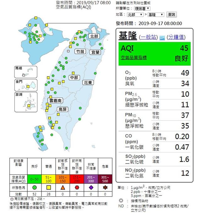 (翻攝行政院空氣品質監測網)
