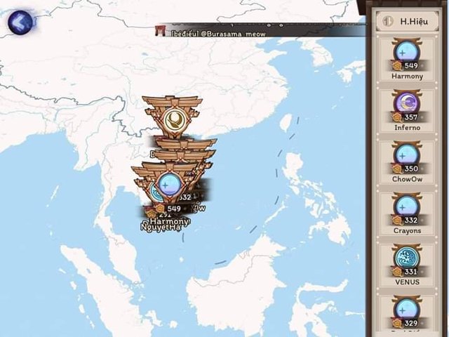 手遊《陰陽師》地圖出現中國南海主權主張的「九段線」畫法。(翻攝推特)