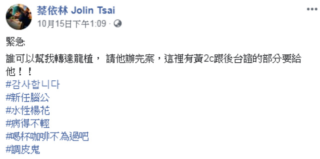 （翻攝臉書蔡依林 Jolin Tsai）