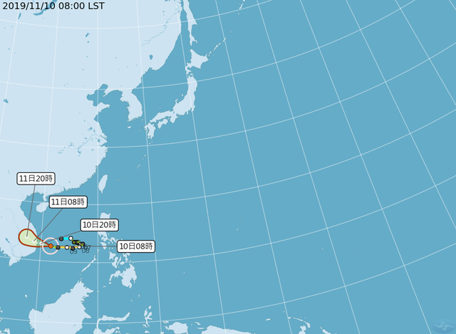 第24號輕度颱風「娜克莉」路徑。(氣象局提供)