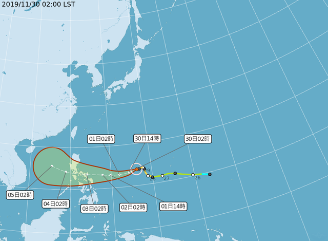 中颱北冕對台沒影響。(氣象局提供)