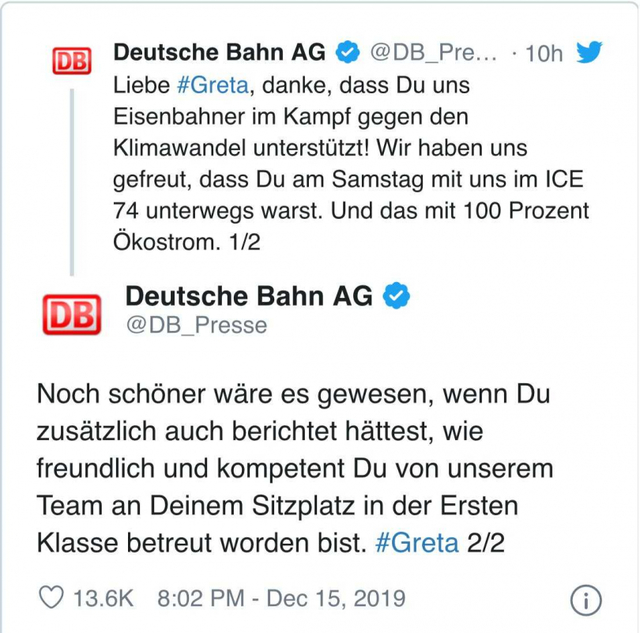 德國鐵路公司指稱，桑柏格明明就是坐頭等艙