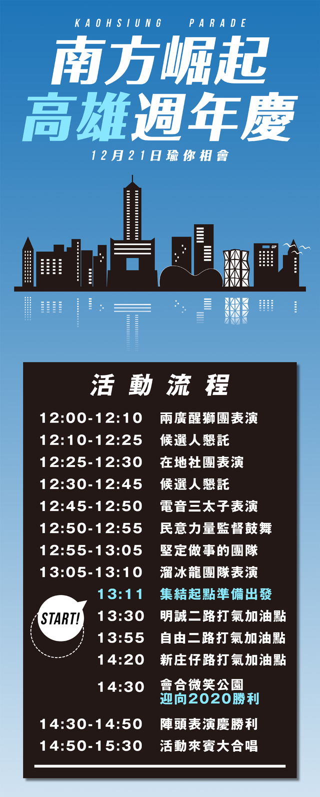 挺韓遊行活動流程。(韓競辦提供)