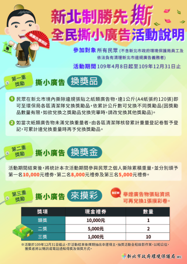 109年度制勝先撕活動說明。(新北市環保局提供)