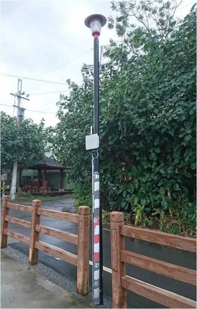 路面淹水感測設備。(臺中市府提供)