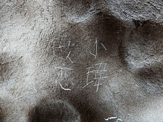 有網友近日發現新月橋上的裝置藝術「月球」遭破壞刻字。(高灘處提供)