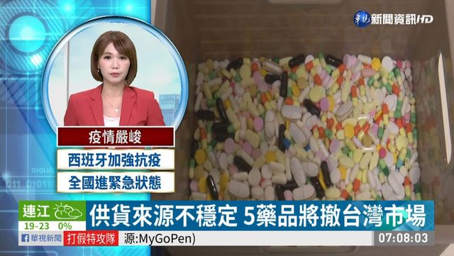 供貨來源不穩定 5藥品將撤台灣市場