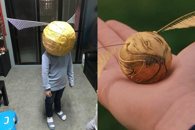 萬聖趴來了！她幫小孩扮「金探子」 老公一看：金莎？