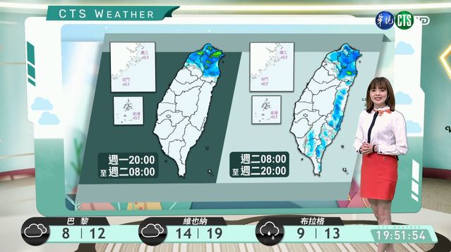 週二東北風增強 低溫下探20度