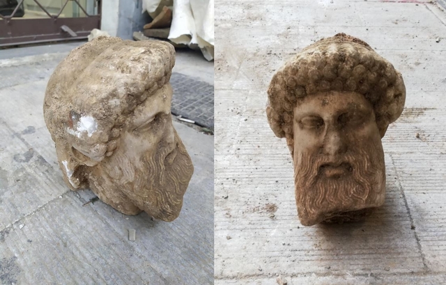 雅典開挖下水道...驚見超完整「宙斯兒子」頭像