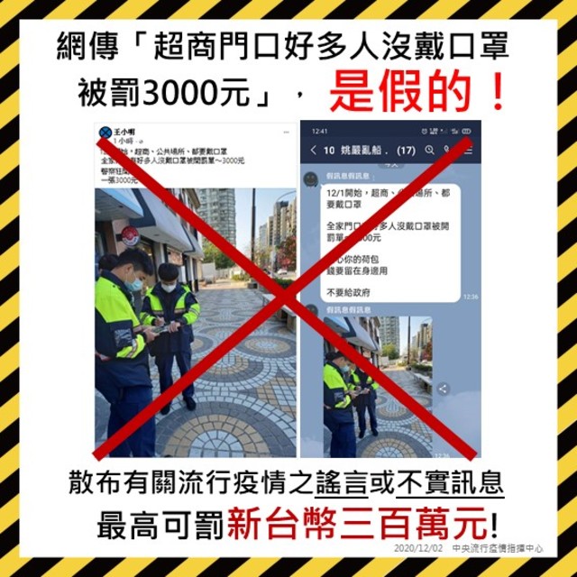 超商門口沒戴口罩被罰3000元？指揮中心：假的！