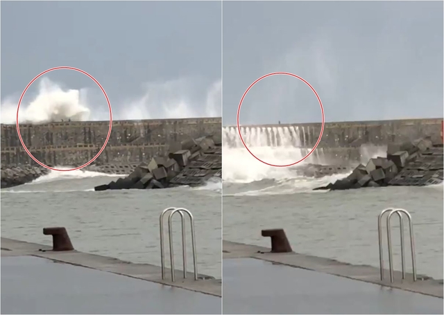 【影】慢跑男遭巨浪瞬間捲走 同行者呆站原地錯愕