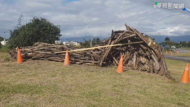 宜蘭雨下不停 地景藝術品變樣成枯木