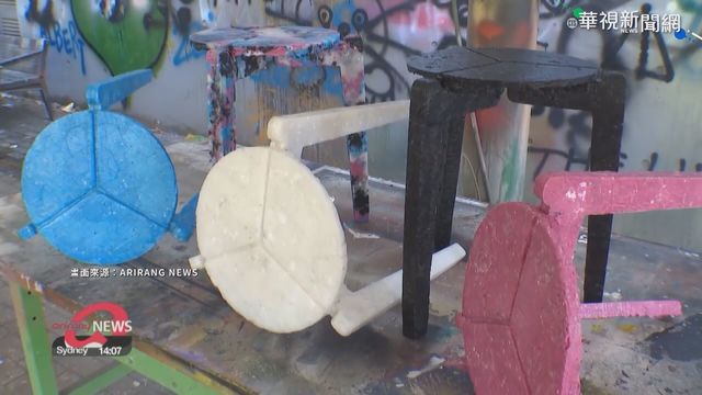 韓男大生發揮創意 廢棄口罩製圓凳