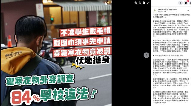 台灣青年民主協會日前公布調查結果。（翻攝自台灣青年民主協會臉書）