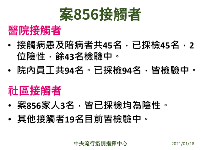 案856之接觸者。（指揮中心提供）