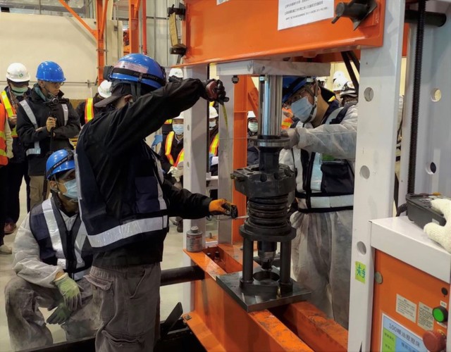 捷運綠線新軸心組裝作業已如期完成。(中捷公司提供)