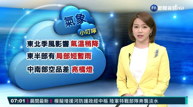 北.宜.花偏涼 東半部局部短暫雨