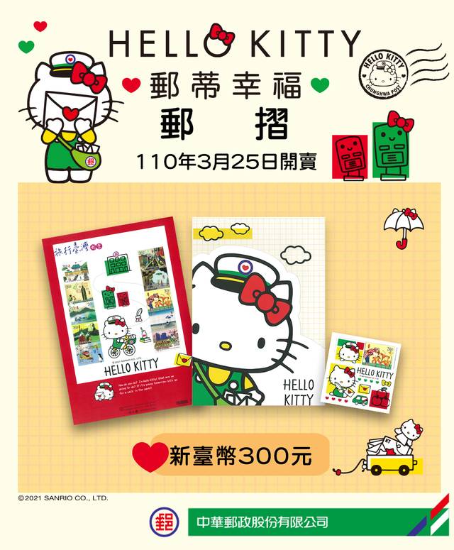 HELLO KITTY郵蒂幸福郵摺。(中華郵政提供)