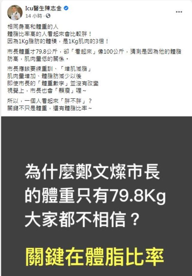 醫師發文。（翻攝自臉書Icu醫生陳志金）