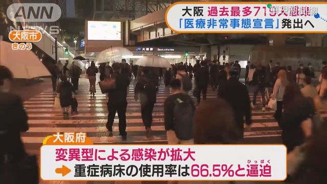 日第4波疫情來襲 大阪醫療緊急宣言