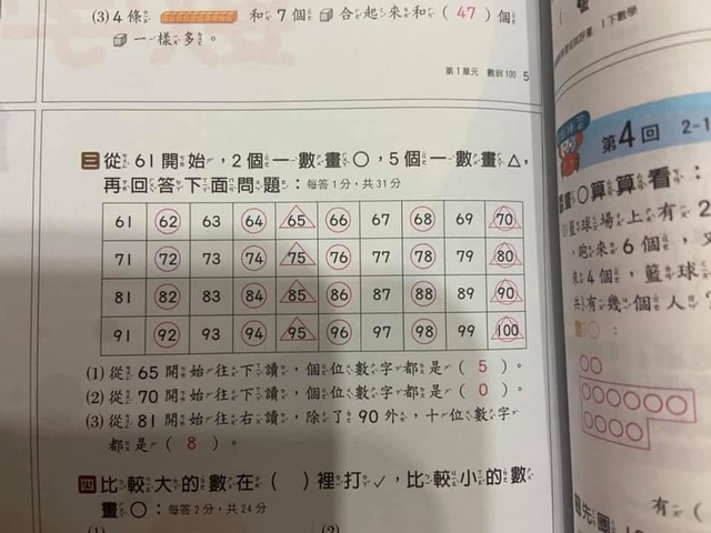 其他家長網友貼出類似考題的答案。（翻攝自臉書爆怨2公社）