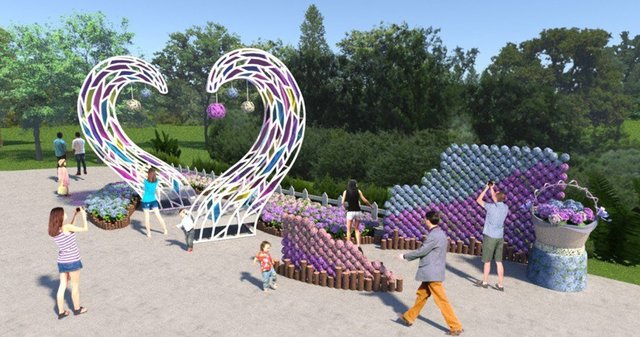 「尋覓美滿」裝置藝術模擬圖(台七桃花源休閒農業區 提供)