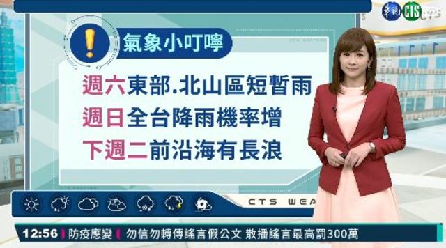 西半部對流雷雨 中南部高溫34度