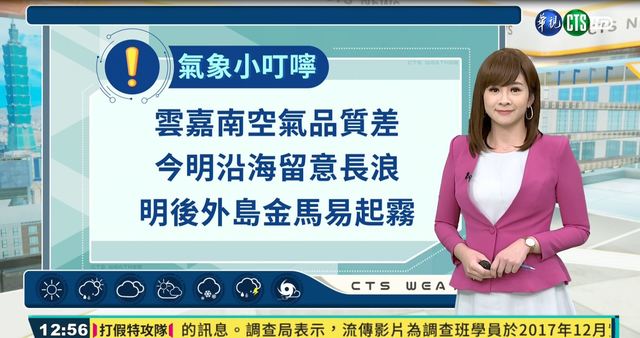 週三鋒面漸接近 北.東部局部短暫雨