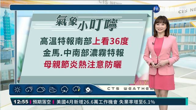 高溫特報南部上看36度 金馬、中南部濃霧特報