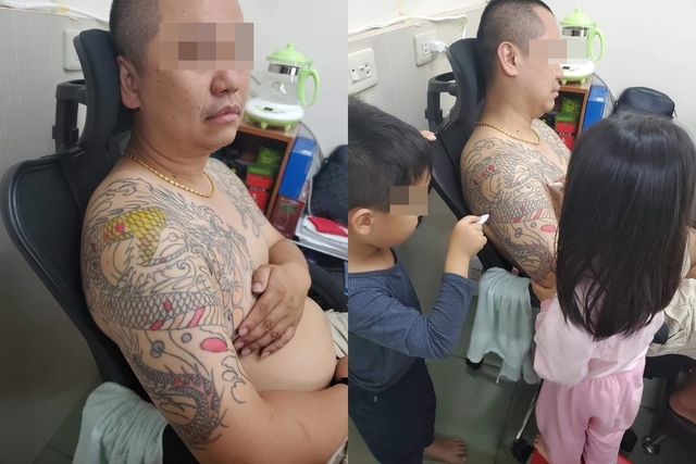 刺青爸顧孩成「人體著色本」超無奈！釣出一排苦主笑翻