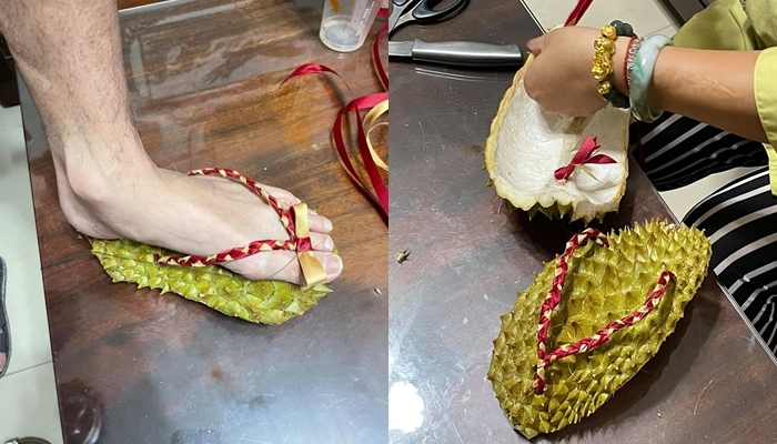 防疫宅在家創意激發！ 人妻製「榴槤拖鞋」促血液循環...