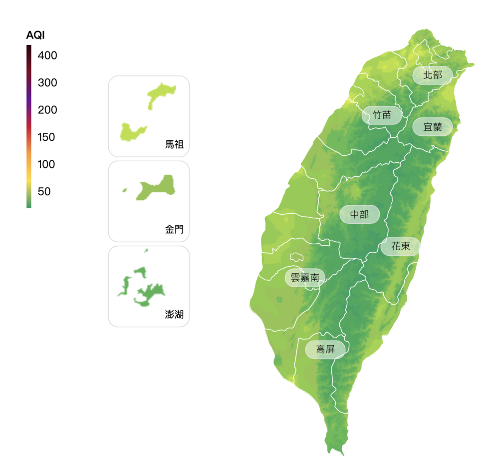 全國空氣品質（翻攝自中央氣象局）